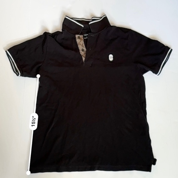 COACH men’s small polo black button up shirt - Picture 6 of 7